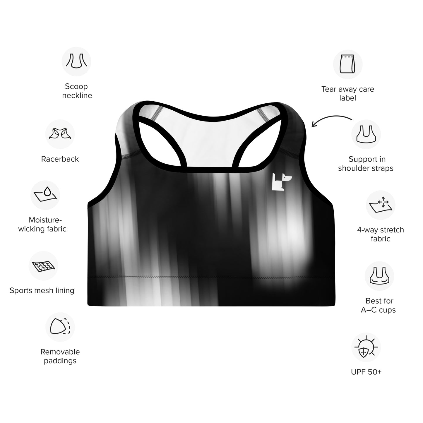 PADDED SPORTS BRA - DARKNESS