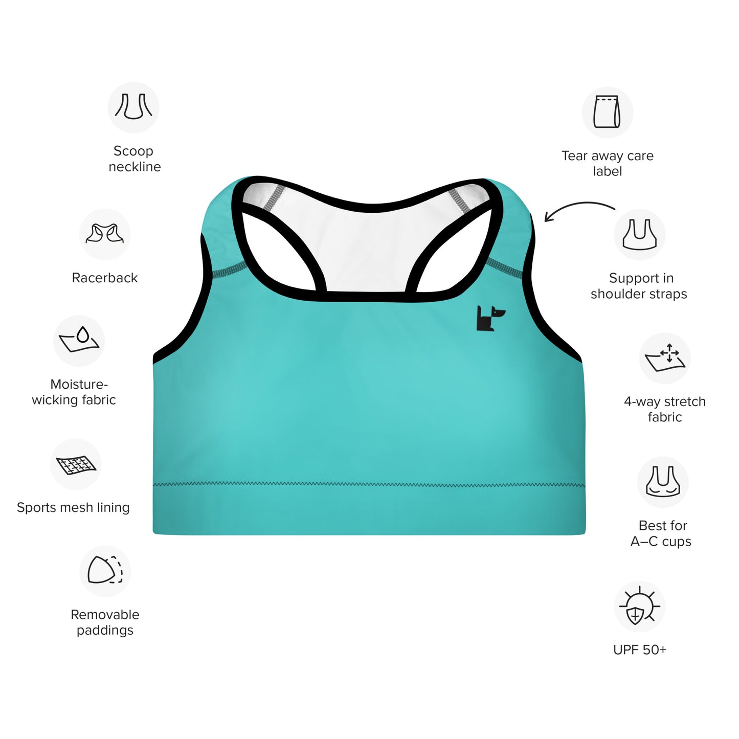 PADDED SPORTS BRA - GREENFIELD