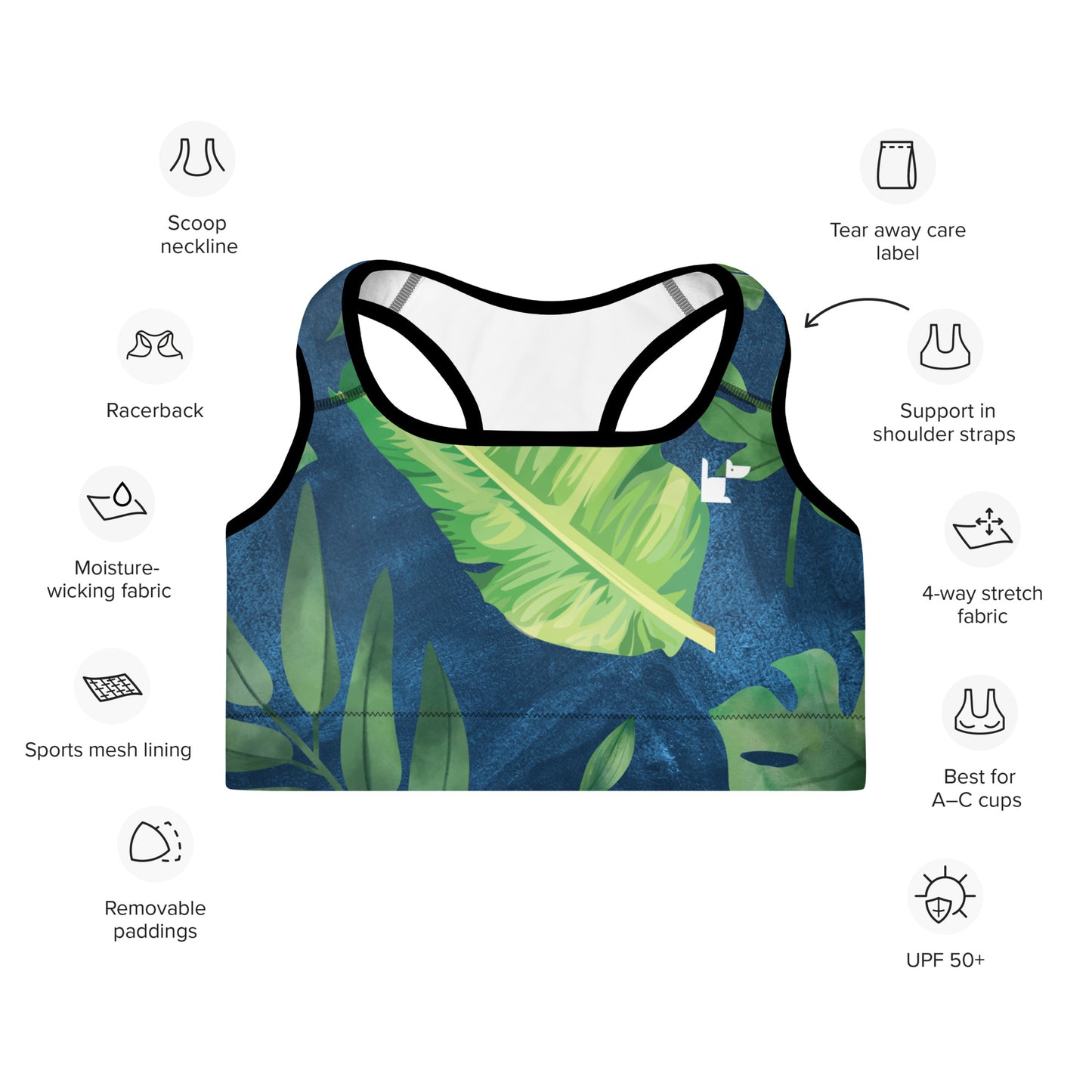 PADDED SPORTS BRA - VERDE VINYASA