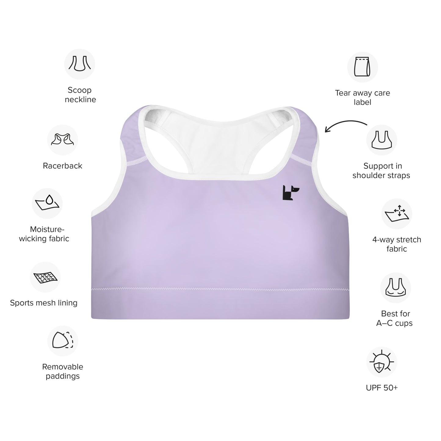 PADDED SPORTS BRA - LAVENDER