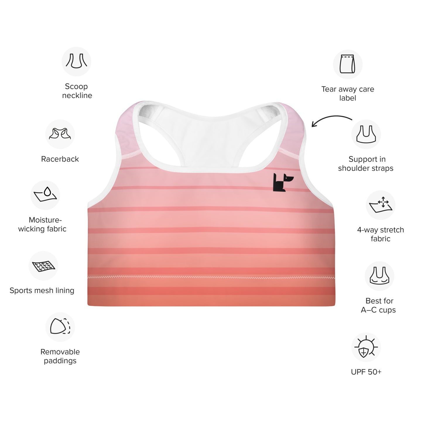 PADDED SPORTS BRA - PINKLINE