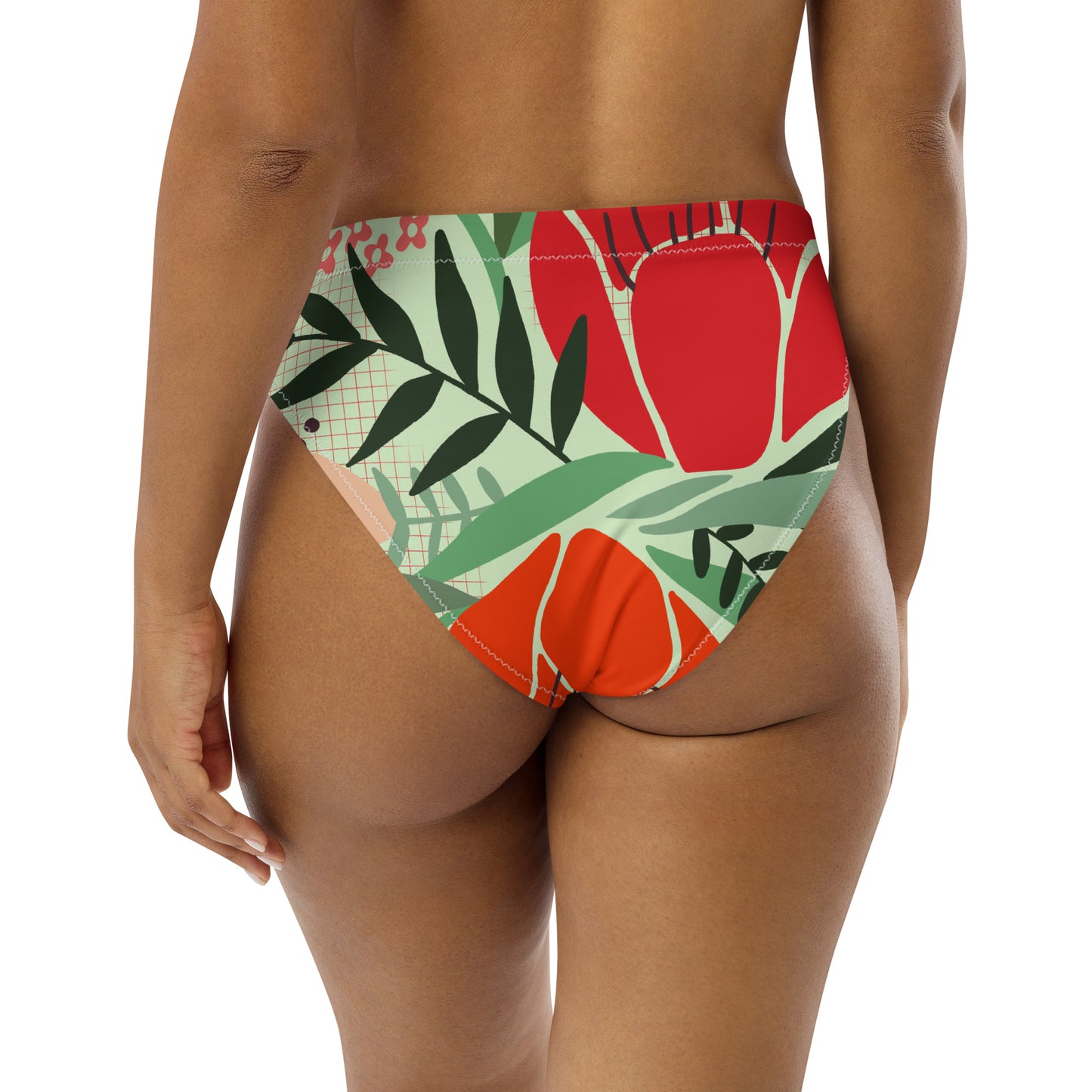 RECYCLED HIGH-WAISTED BIKINI BOTTOM - SPRING FLOWERS