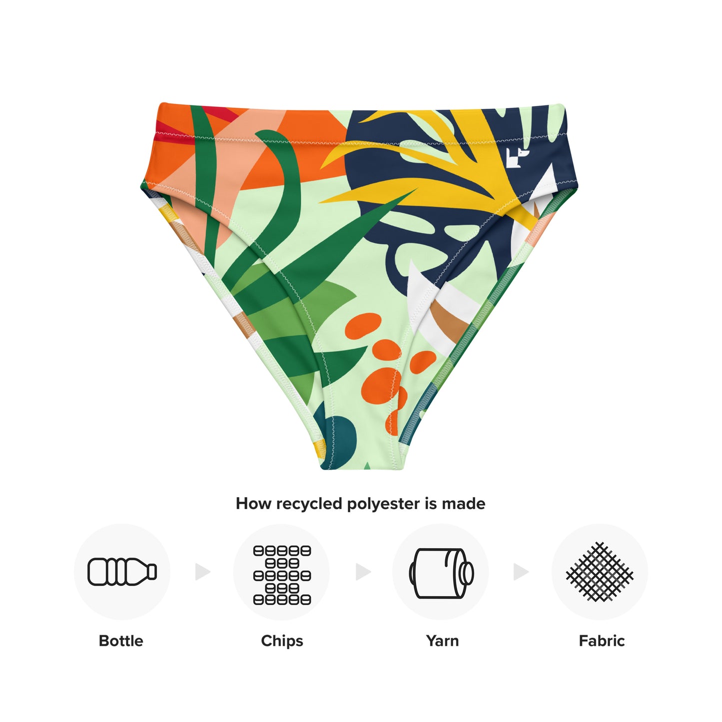 RECYCLED HIGH-WAISTED BIKINI BOTTOM - BOTANIC