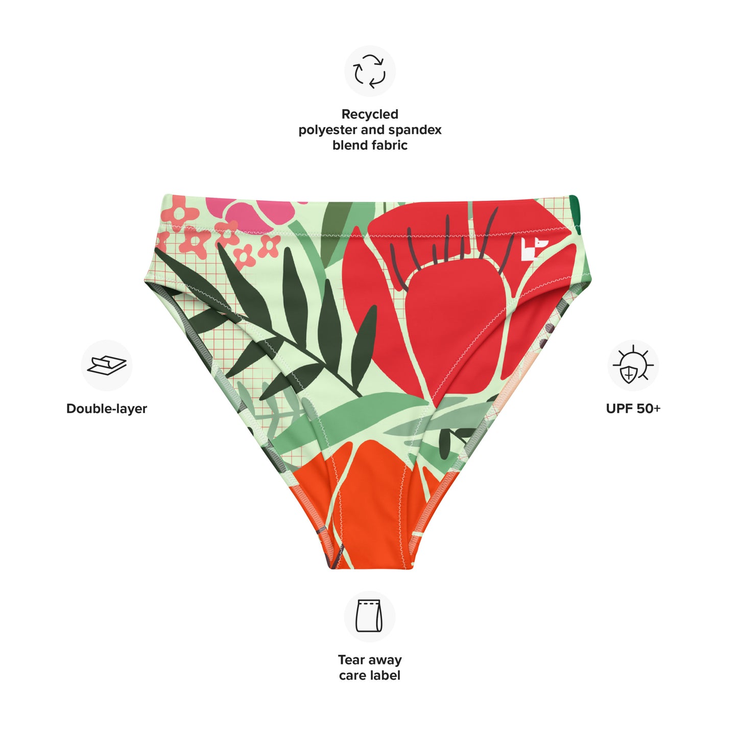 RECYCLED HIGH-WAISTED BIKINI BOTTOM - SPRING FLOWERS