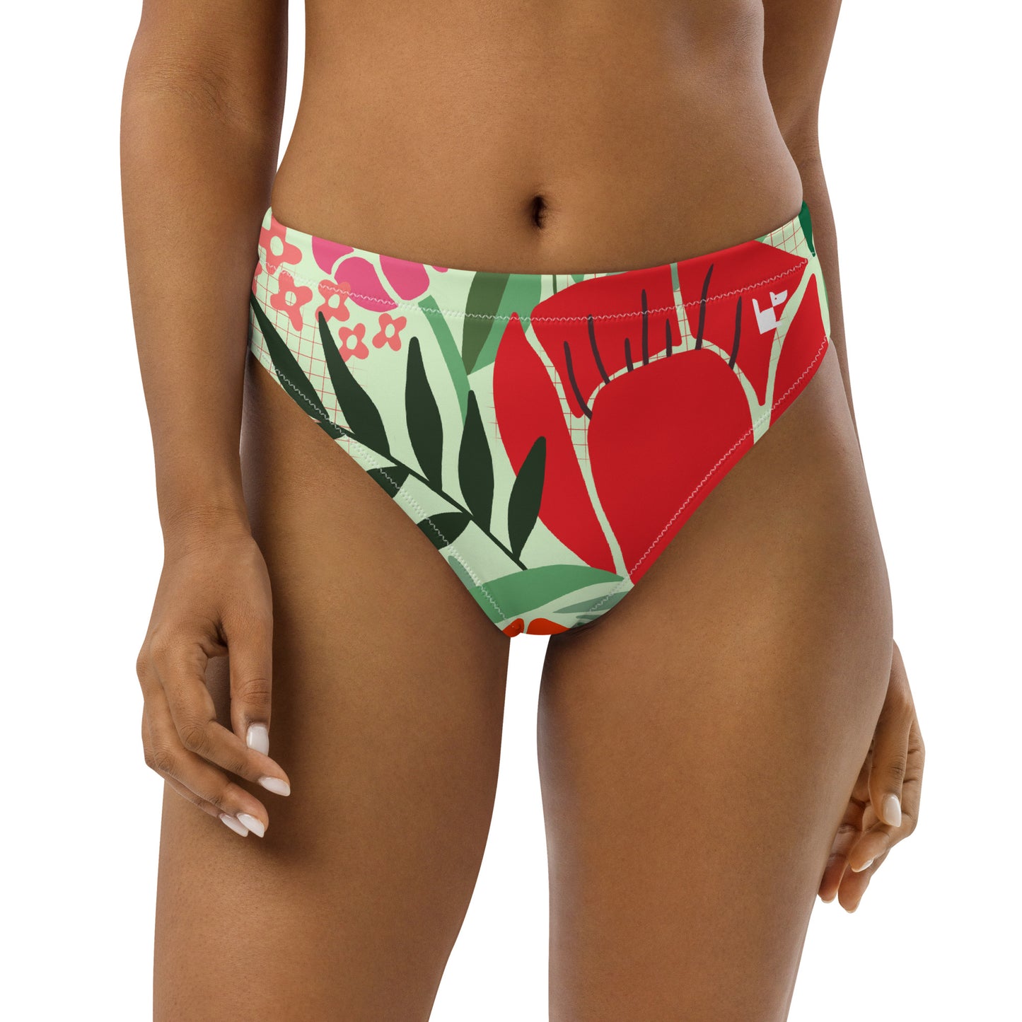 RECYCLED HIGH-WAISTED BIKINI BOTTOM - SPRING FLOWERS