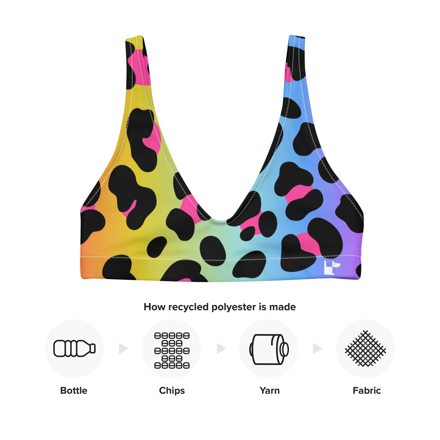 RECYCLED HPADDED BIKINI TOP - WILD CAT