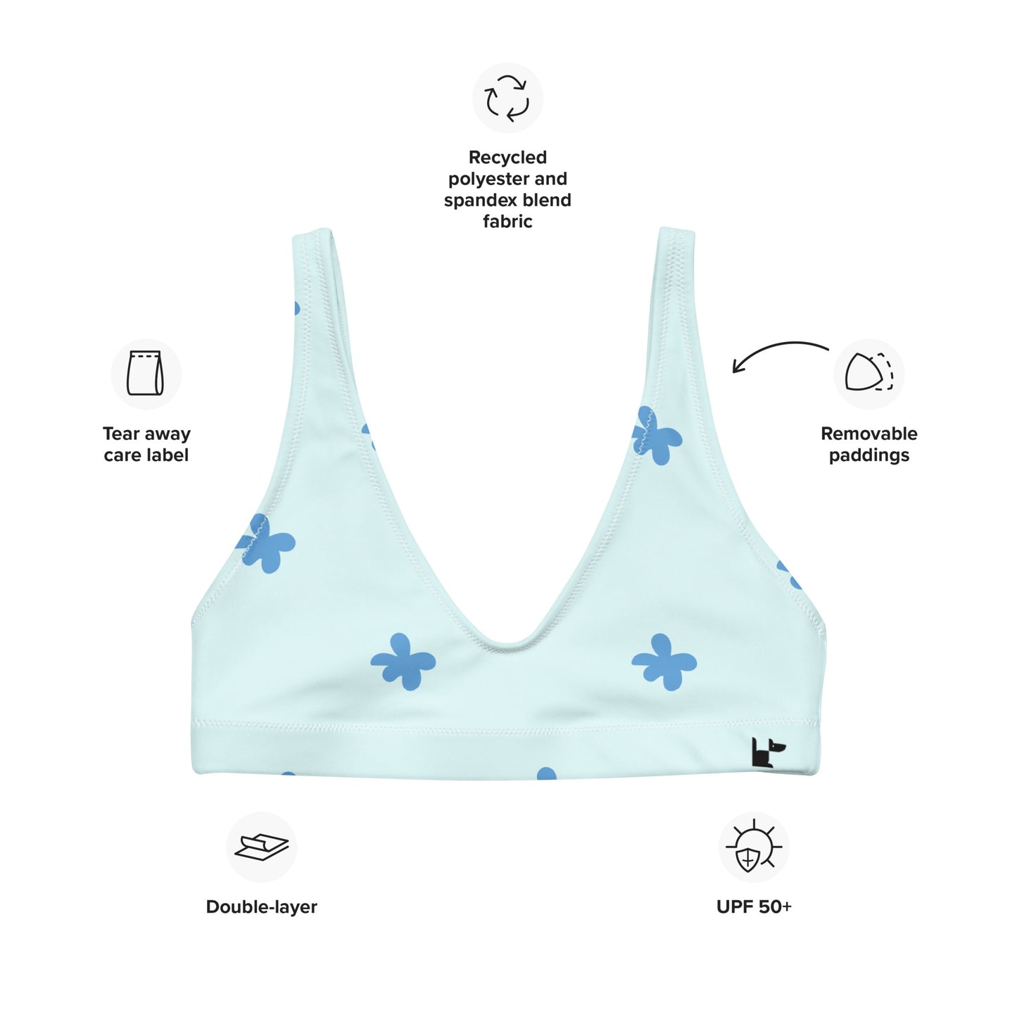 RECYCLED PADDED BIKINI TOP - DAISY