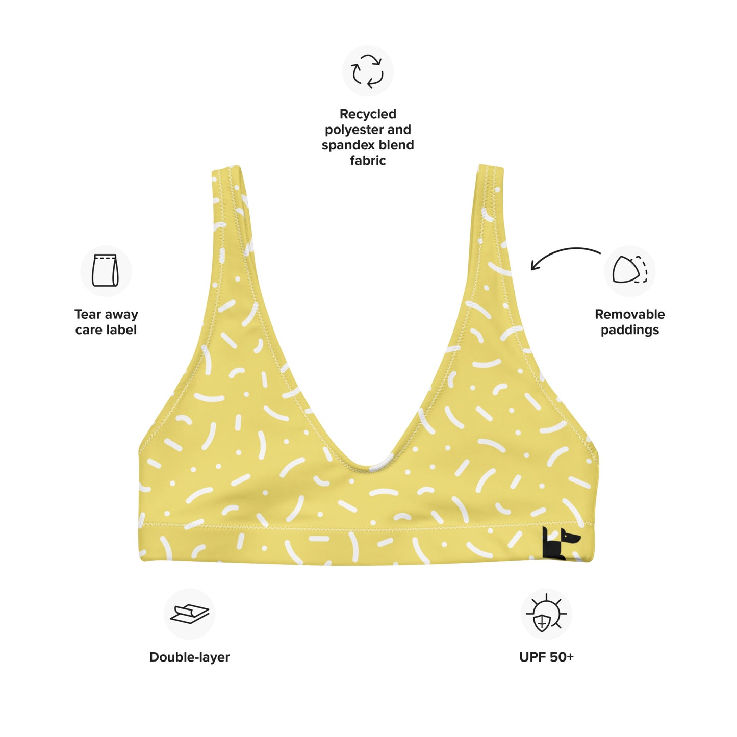 RECYCLED PADDED BIKINI TOP - DOTS AND DASHES