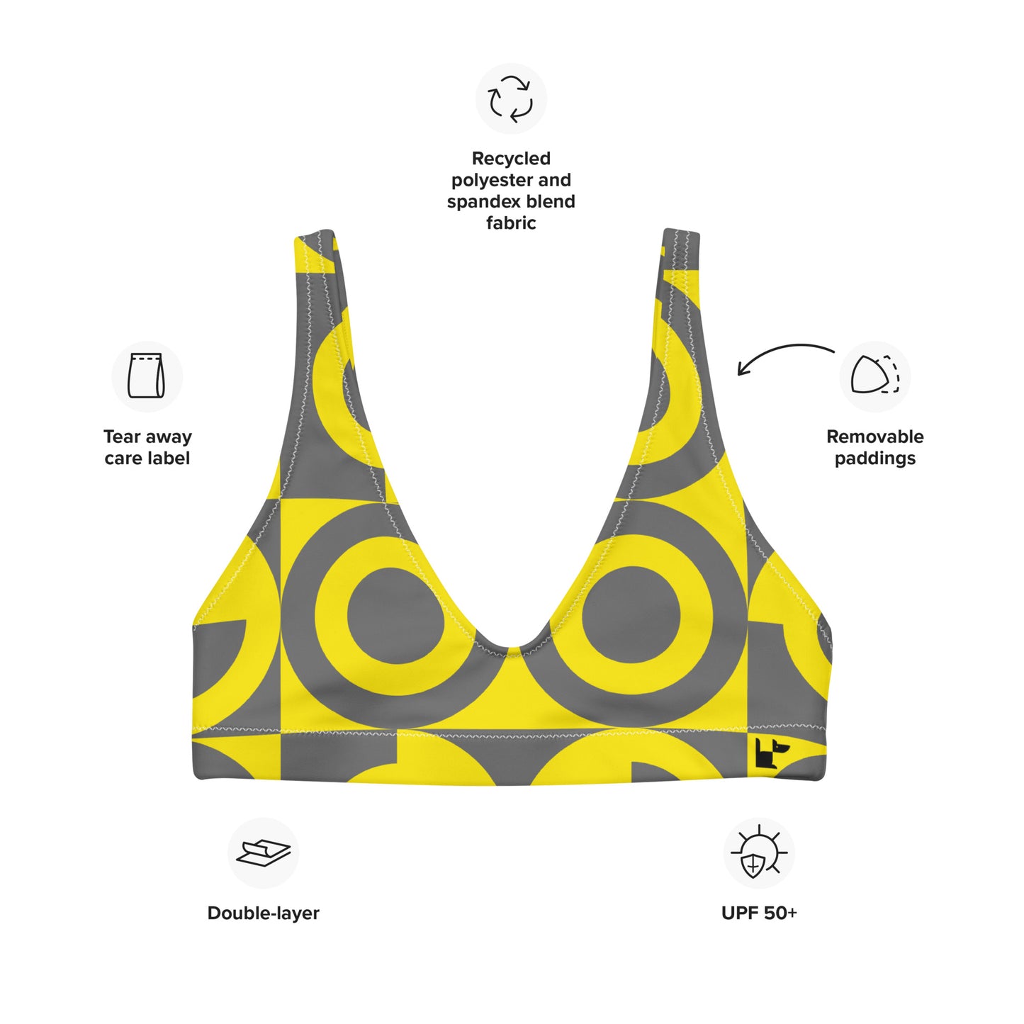 RECYCLED PADDED BIKINI TOP - GEOMETRICS