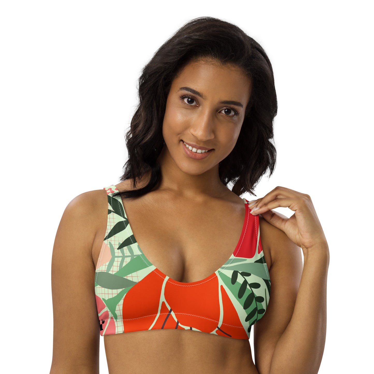 RECYCLED HPADDED BIKINI TOP - SPRING FLOWERS