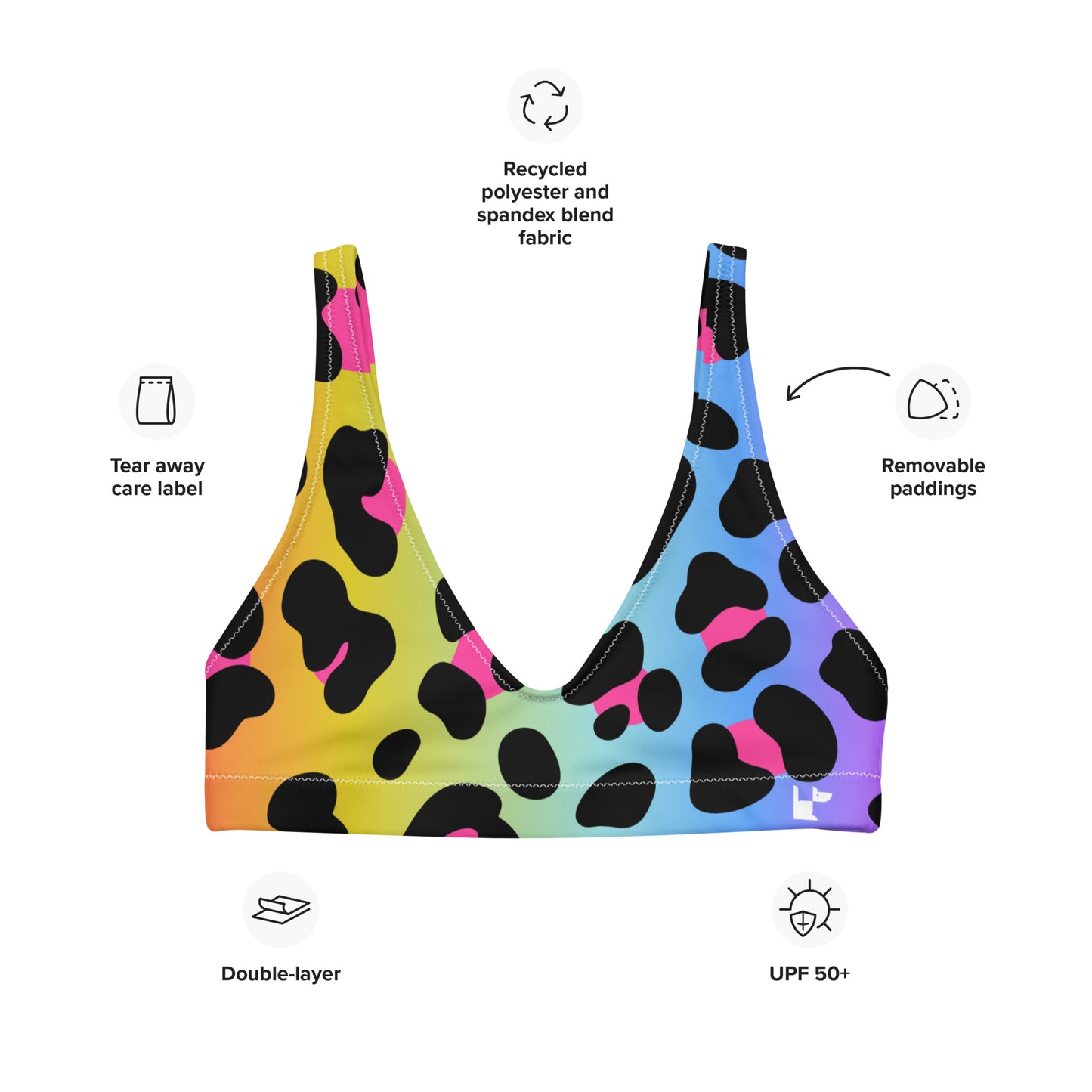 RECYCLED HPADDED BIKINI TOP - WILD CAT