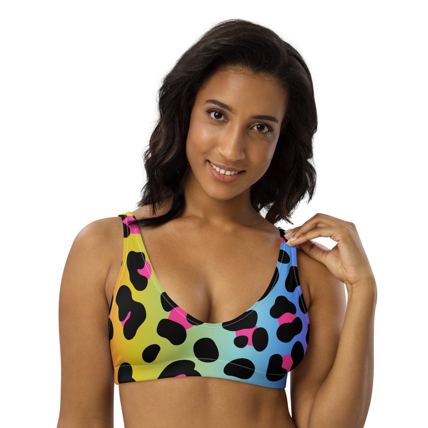 RECYCLED HPADDED BIKINI TOP - WILD CAT