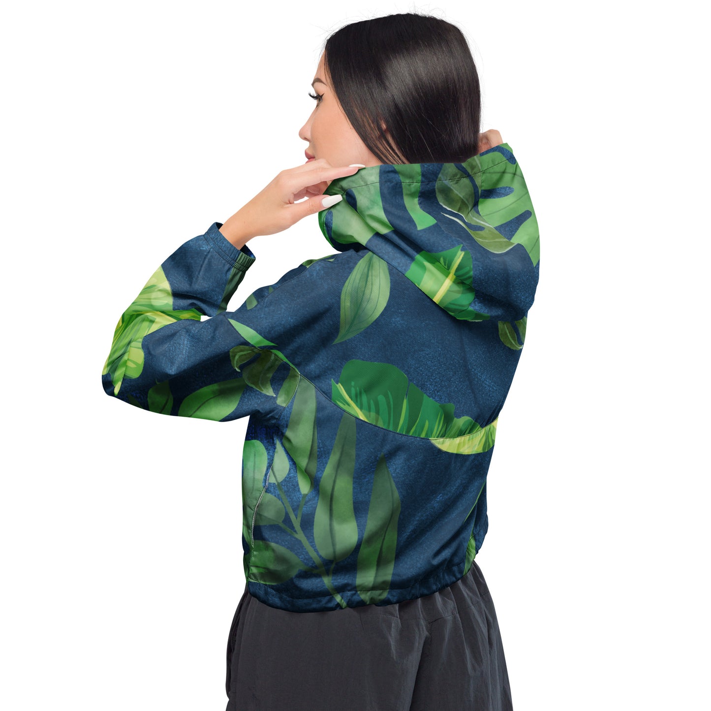 WOMEN'S CROPPED WINDBREAKER - VERDE VINYASA