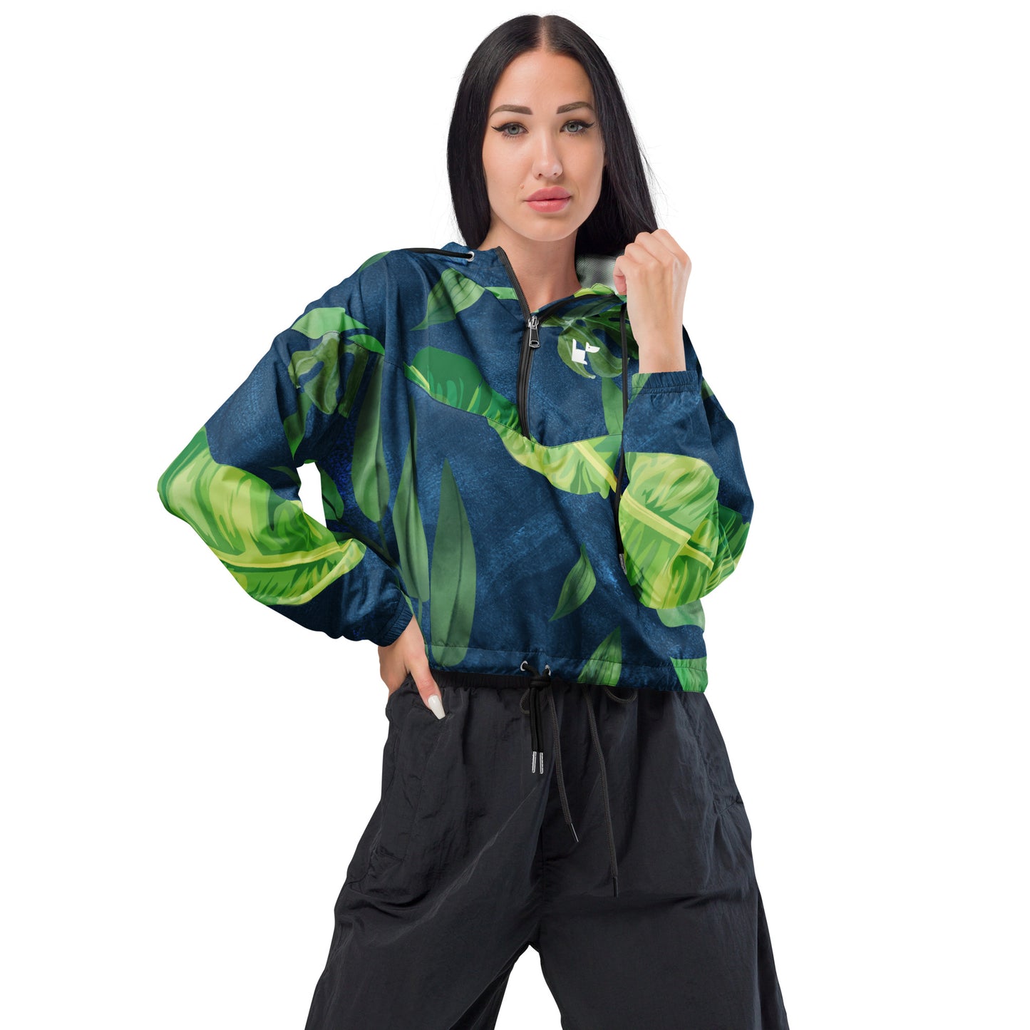 WOMEN'S CROPPED WINDBREAKER - VERDE VINYASA