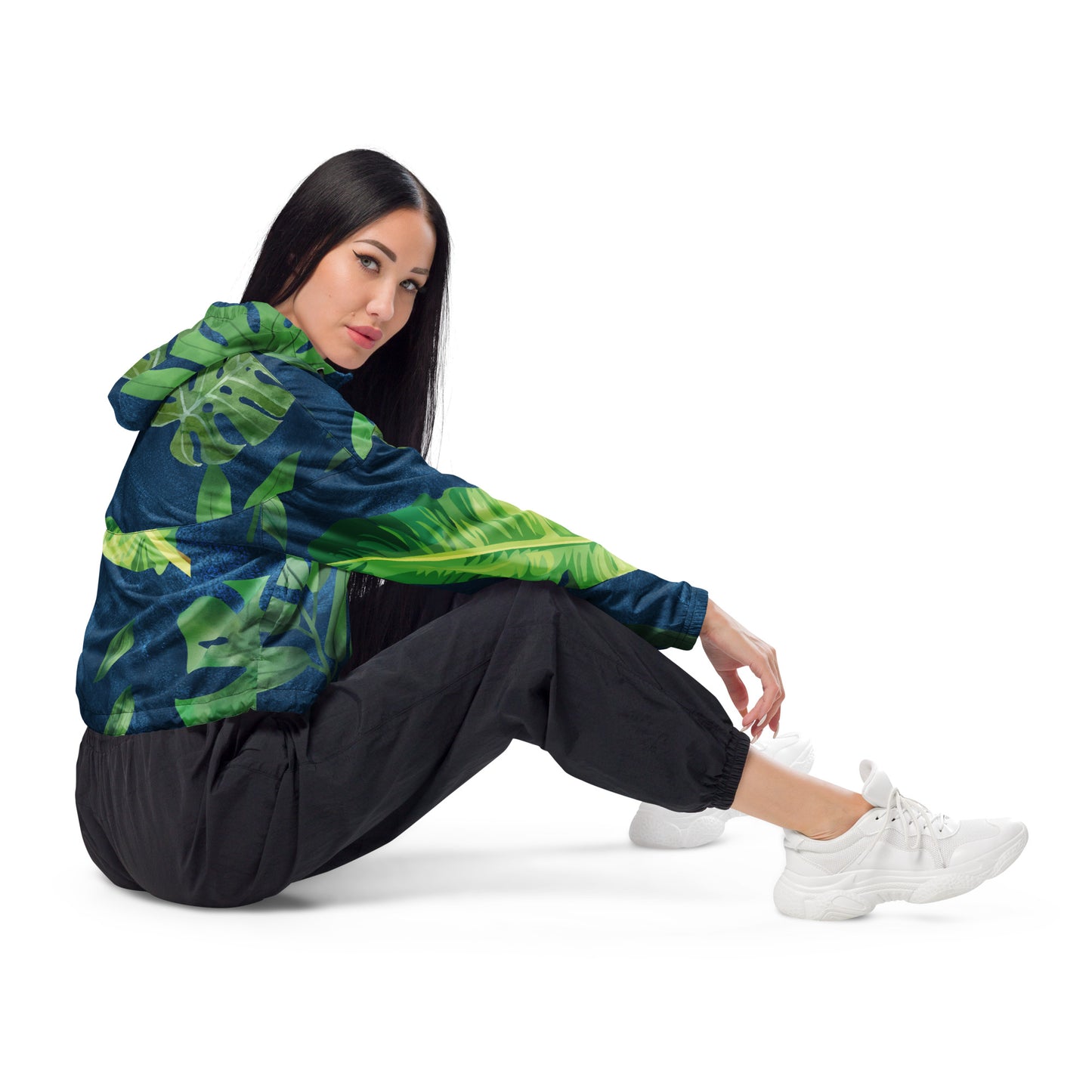 WOMEN'S CROPPED WINDBREAKER - VERDE VINYASA